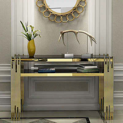 comprare Tavoli di console in acciaio inossidabile di design con eleganti piani in marmo online manufacture