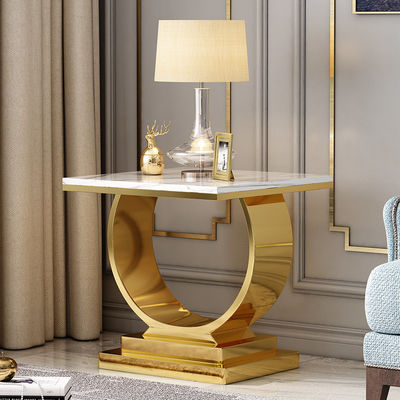 comprare Leggero lusso in acciaio inossidabile quadrato soggiorno divano tavolo laterale online manufacture