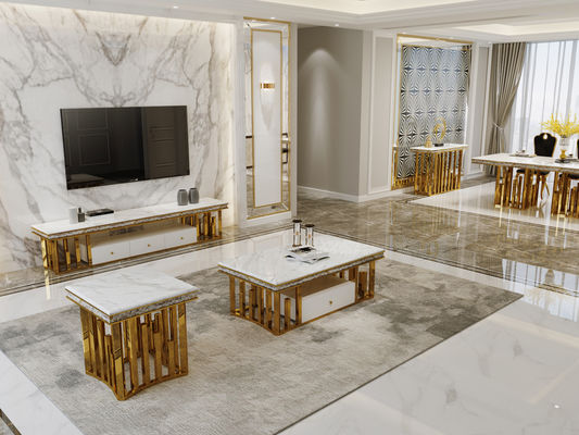 comprare Eleganza moderna: Tavolo da pranzo in marmo in acciaio inossidabile per le case online manufacture