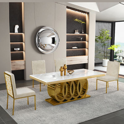 comprare Tavolo da pranzo di dimensioni superiori in acciaio inossidabile rettangolare Capacità di posti a sedere 4-8 online manufacture