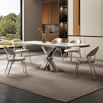 comprare Tavoli da pranzo di lusso in acciaio inossidabile marmo quadrato lunghezza 1,8 M online manufacture