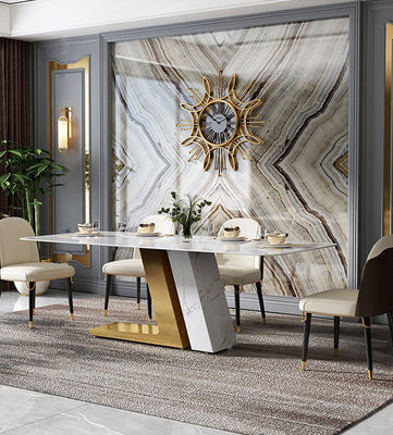 comprare Tavoli da pranzo di lusso con coperture di marmo e acciaio inossidabile per l'acquisto in blocco online manufacture