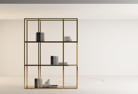 comprare Modern Square Gold Stainless Steel Libreria Studio di vetro Libreria personalizzabile online manufacture
