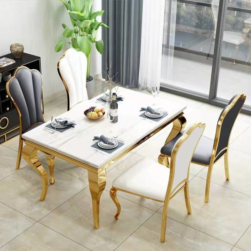 Tavoli da pranzo per appartamenti in vetro temperato / marmo rettangolare per 6 dimensioni medie