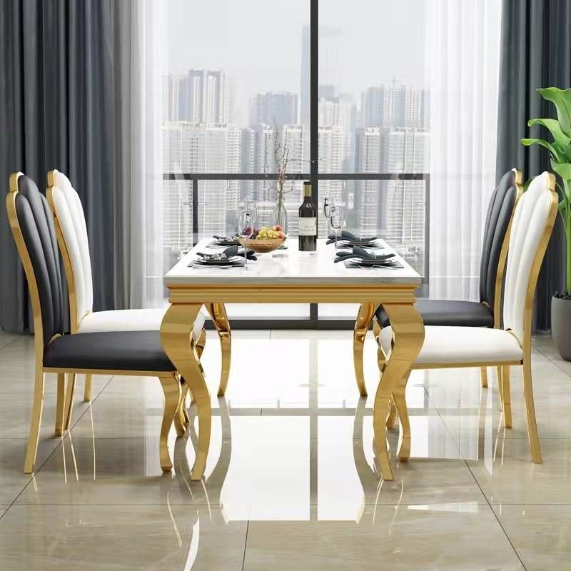 Tavoli da pranzo per appartamenti in vetro temperato / marmo rettangolare per 6 dimensioni medie