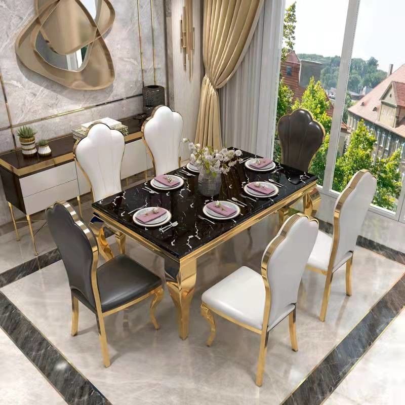 Tavoli da pranzo per appartamenti in vetro temperato / marmo rettangolare per 6 dimensioni medie