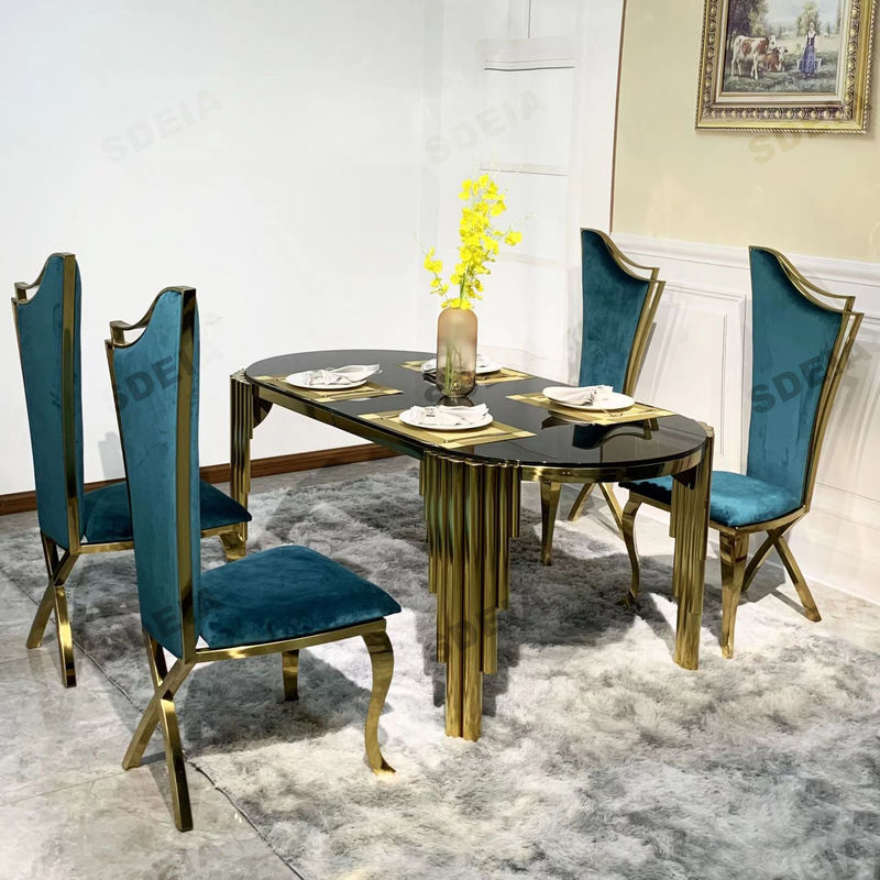 Tavolo da pranzo di forma ovale alto 78 cm con vertice in vetro colore personalizzato