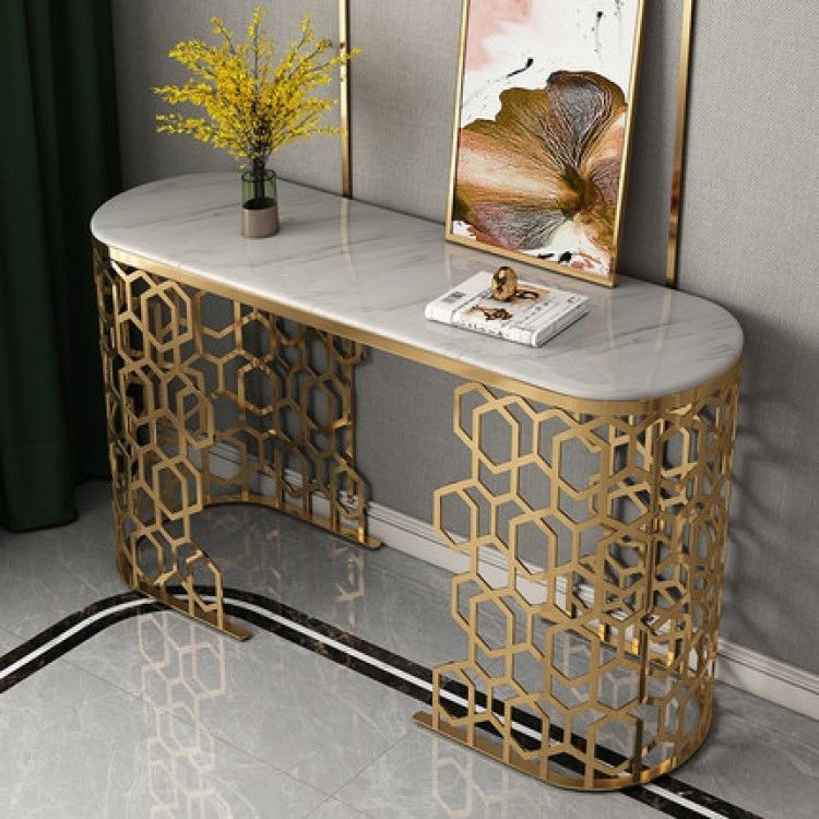 Tavolo da ingresso in marmo lungo 120cm/150cm Colore personalizzato