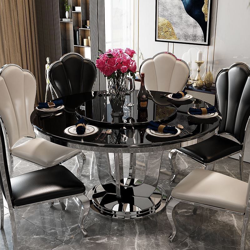 Sala da pranzo rotonda tavoli in marmo in acciaio inossidabile colore personalizzato
