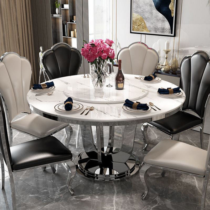 Sala da pranzo rotonda tavoli in marmo in acciaio inossidabile colore personalizzato
