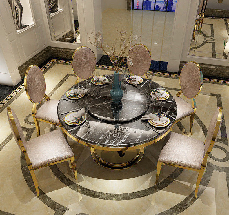 Sala da pranzo rotonda tavoli in marmo in acciaio inossidabile colore personalizzato